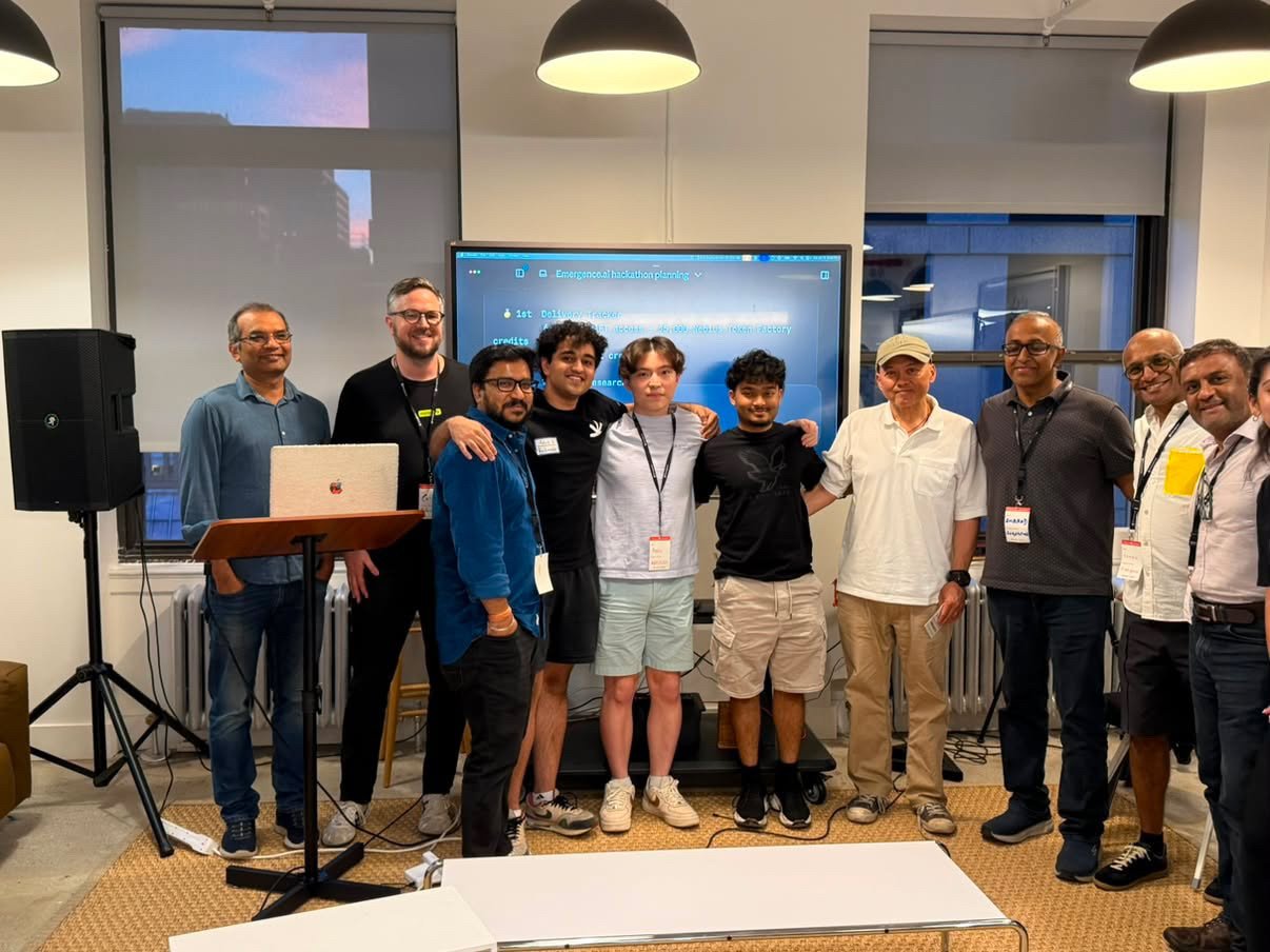 The team and judges after Delivery Tracker's 1st place finish